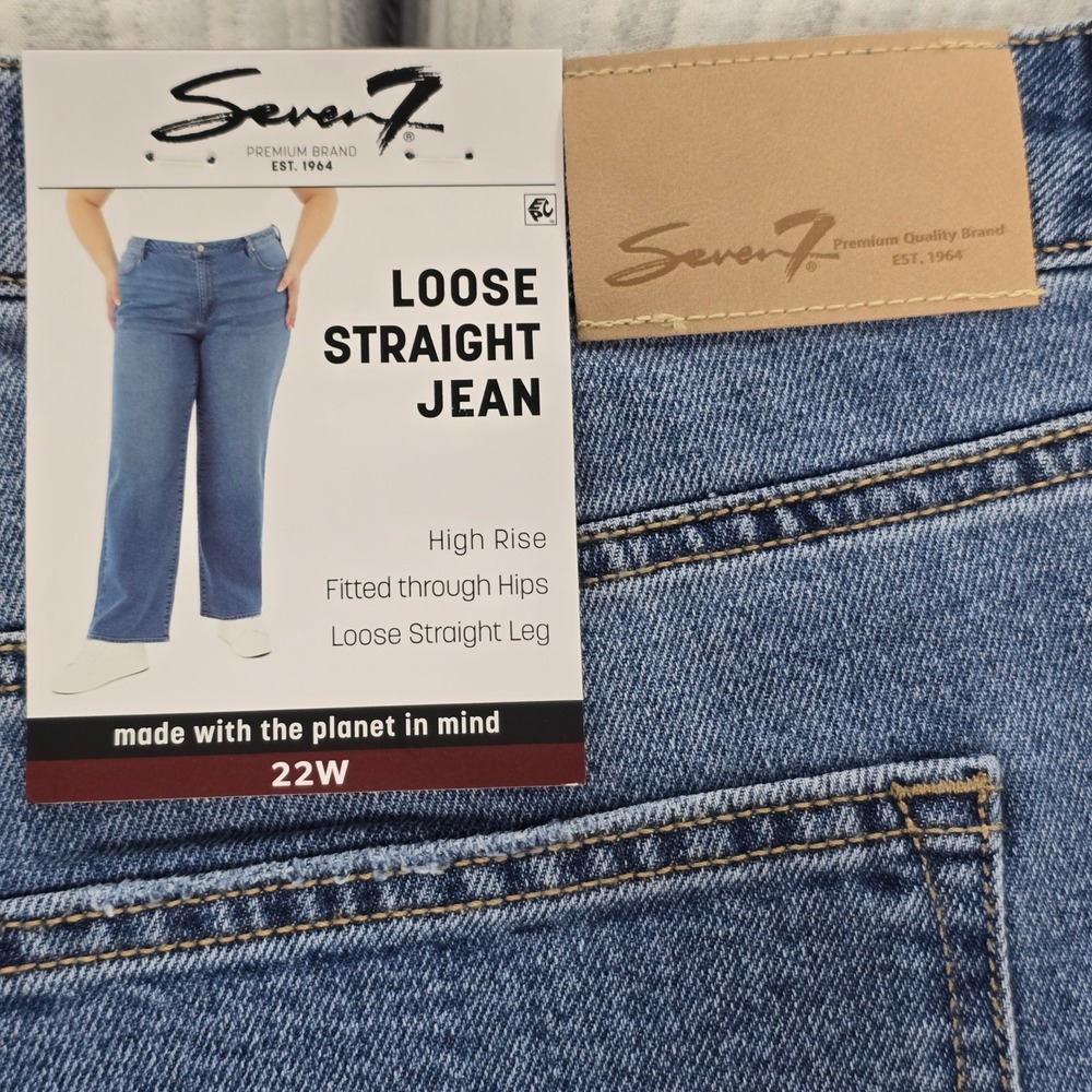 Seven7 Loose Straight Jean Womens 22W Authentic Blue High Rise SX10341DE NWT - Picture 5 of 8